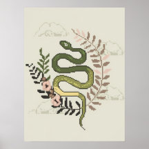 Cobra de Arte Pixel com Elementos Florais