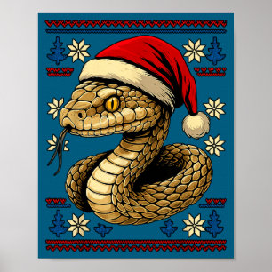 Poster Cobra de Natal Feio Chapéu de Papai Noel 