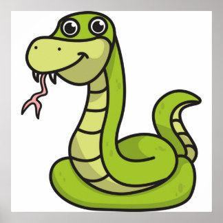 Poster cobra de presente de desenho animado cobra verde