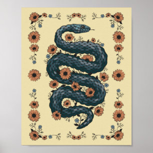 Poster Cobra Floral (azul)