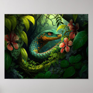 Poster Cobra Verde na Floresta Chuva