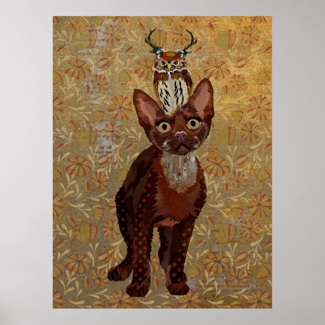 POSTER COBRE CAT E ANTLER OWL (Frente)