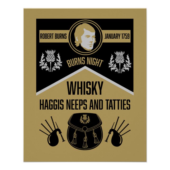 Póster Cobre Noturna de Burns Escocês (Frente)