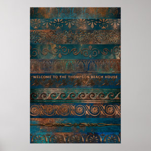 Poster Cobre Patina e Turquesa Grecian Metálico