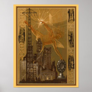 Poster Cobrir 1926 da emissão de rádio do art deco 11x1