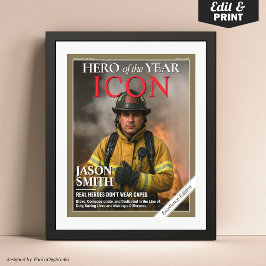 Poster Cobrir da Revista Fireman de Presente Personalizad