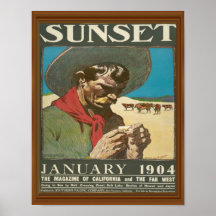 Cobrir da revista Sunset California Cowboy Vintage