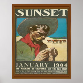 Poster Cobrir da revista Sunset California Cowboy Vintage