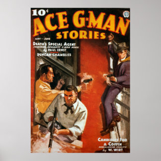 Poster Cobrir da Revista Vintage Ace G-Man Pulp