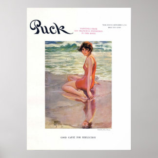 Poster Cobrir da Revista Vintage Puck, Praia