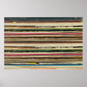 Poster Cobrir de cartão gravado antigos empilhados em pil