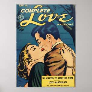 Poster Cobrir de Comic Book de Retro Vintage do Amor Comp