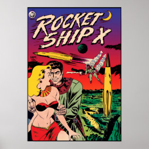 Poster Cobrir de Livro de Blocos X Vintage Sci Fi