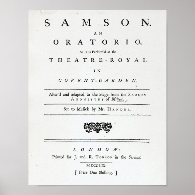 Póster Cobrir de Música Folha para Samson (Frente)