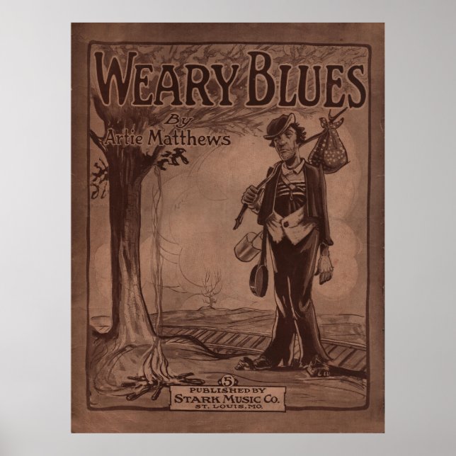 Poster cobrir de Música "WEARY BLUES", 1915 (Frente)