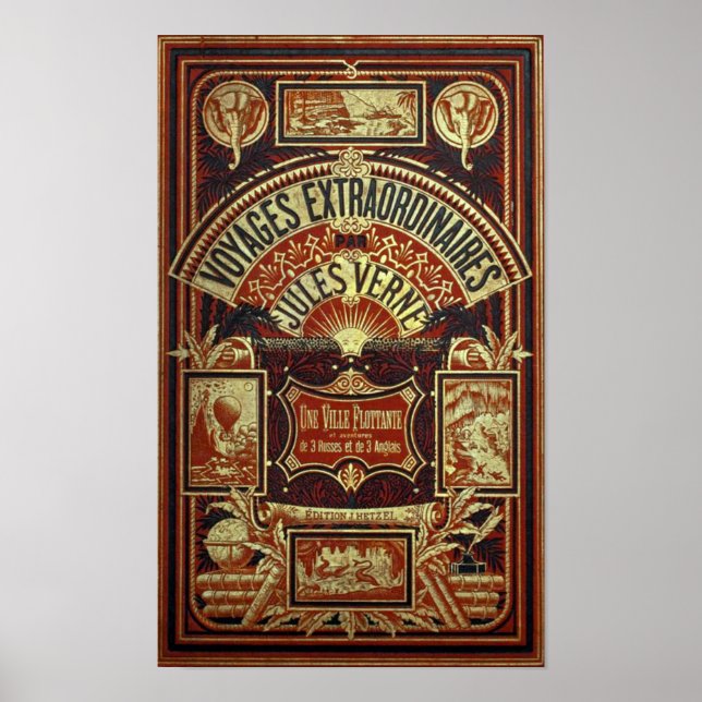 Poster Cobrir do Livro Antigo Jules Verne (Frente)