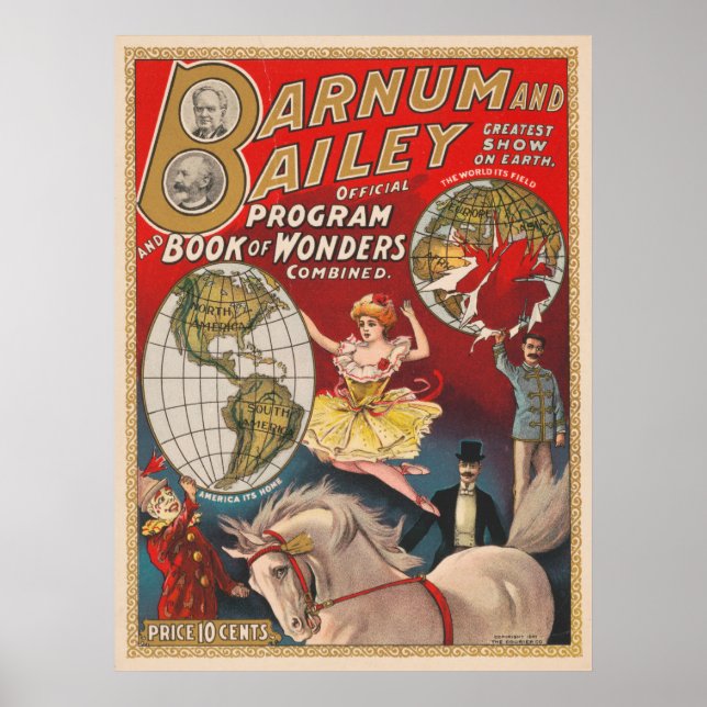 Poster Cobrir Do Programa Vintage Barnum E Bailey (Frente)