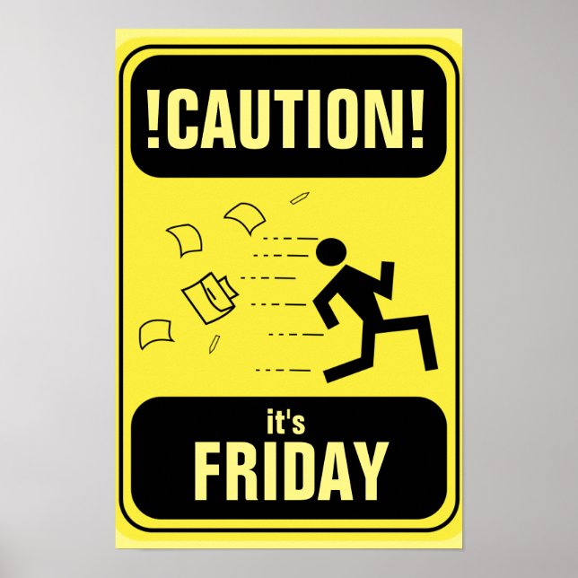 Póster Cobrir engraçado com sinal de precaução (Frente)