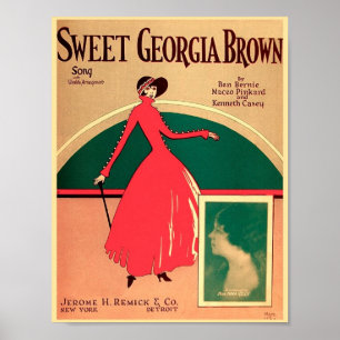Poster Cobrir Geórgia doce Brown 1925 da partitura do