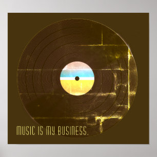 Póster Cobrir retro musical da placa do registro do