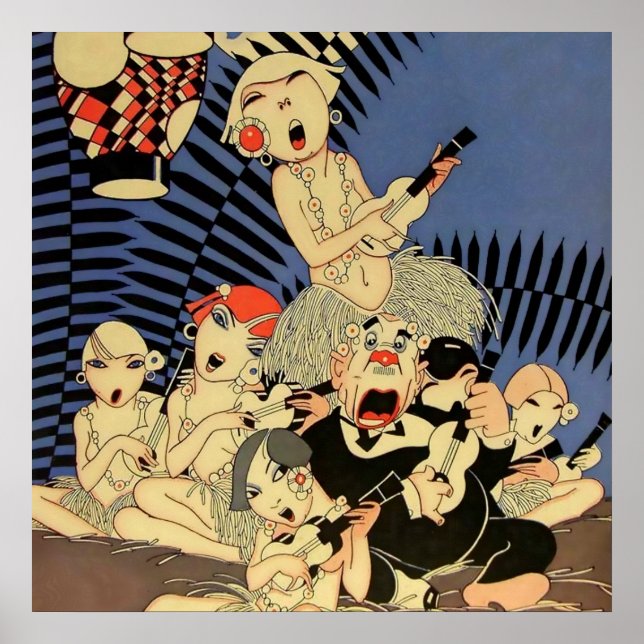 Poster cobrir "Ukulele Banda" de 1927 por J. Carlos (Frente)