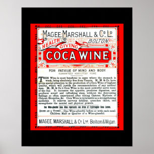Póster Coca Wine Vintage Remedy cópia do anúncio da décad