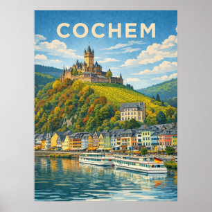 Poster Cochem Alemanha Viagem Antiga