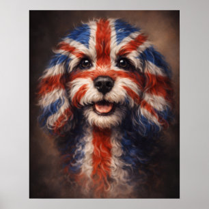 Poster Cockapoo Bandeira Britânica Arte de Parede de Cach