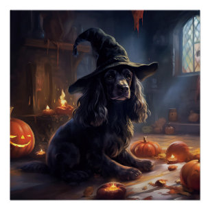 Póster Cocker Spaniel Abóboras Dia das Bruxas Assustador