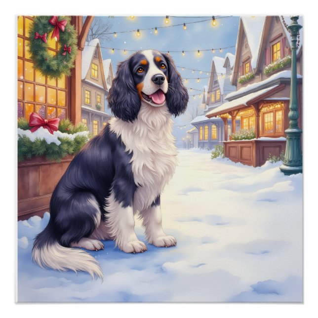Póster Cocker Spaniel Aldeia Nevada Arte de Natal (Frente)