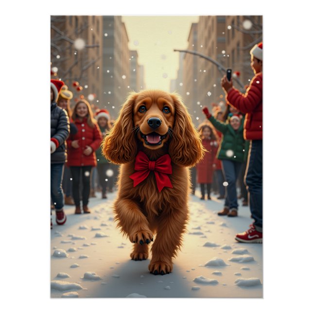 Póster Cocker Spaniel Christmas Parade Holiday Painting (Frente)