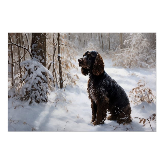 Póster Cocker Spaniel Deixe-o nevar no Natal (Frente)
