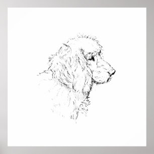 Poster Cocker Spaniel – Desenho de Linha Minimalista de C