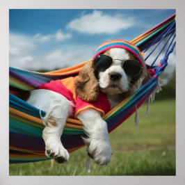 Poster Cocker Spaniel dormindo em uma Hammock
