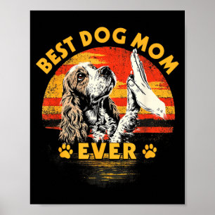 Poster Cocker spaniel mãe pôr do sol retrô divertido dia 