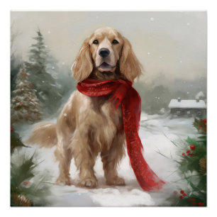 Póster Cocker Spaniel no Natal na Neve