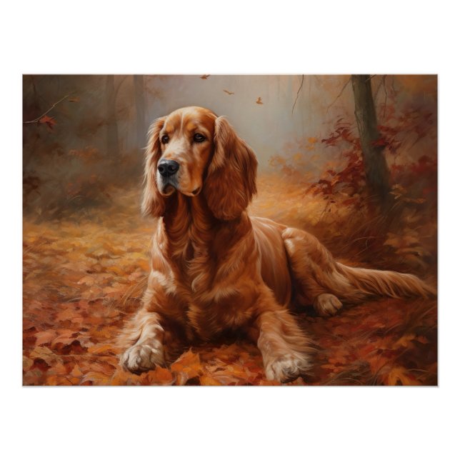 Póster Cocker Spaniel no Outono Folhas Caídas Inspiram (Frente)