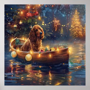 Poster Cocker Spaniel Viagem Festiva de Natal