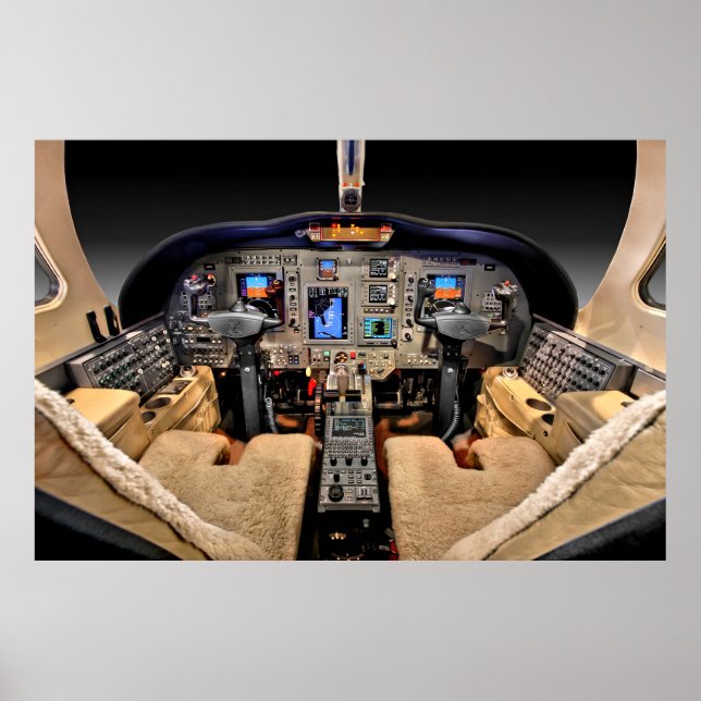 Poster Cockpit de aeronaves de avião (Frente)