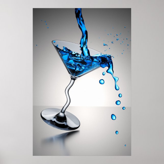 Póster cocktail azul (Frente)