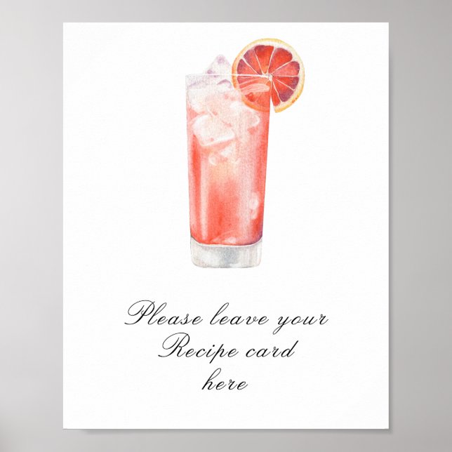 Poster Cocktail bridal shower - Recipe card (Frente)