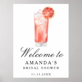 Poster Cocktail Citrus - sinal de boas-vindas para chá de