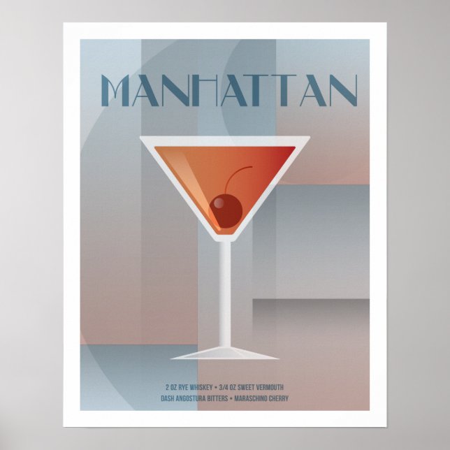 Poster Cocktail clássico de Manhattan (Frente)