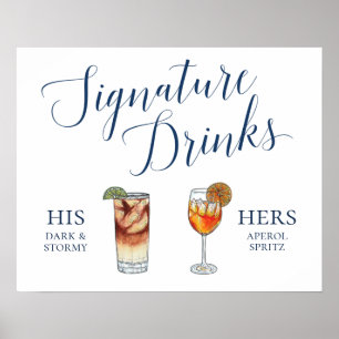 Poster Cocktail da assinatura do dia do casamento