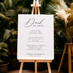 Poster Cocktail de casamento ou Bar Menu Elegante Bebado