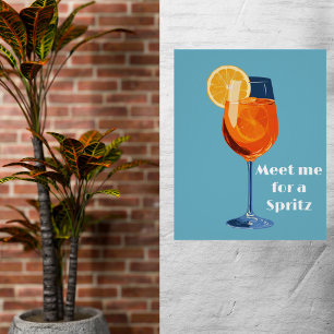 Póster Cocktail Italiano Hora Feliz Vintage Retro Abstrat