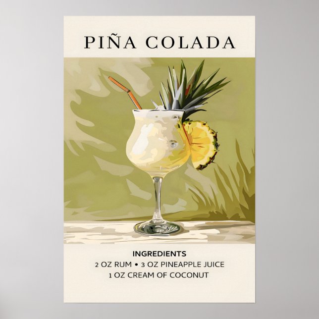 Poster cocktail Pina Colada (Frente)