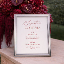 Poster Cocktails de Assinatura de Casamento Cream & Burgu