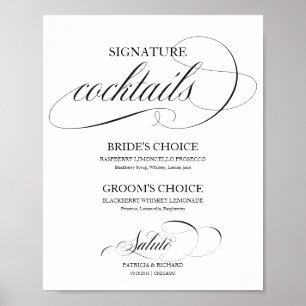 Poster Cocktails Signature Black Script