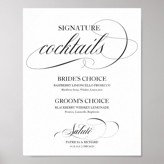 Poster Cocktails Signature Black Script (Frente)